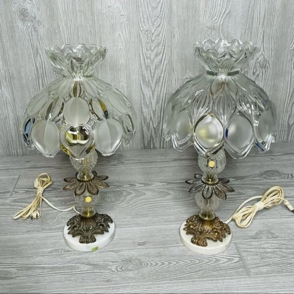 Vintage catco Italian cut glass regency style lamp w/ marble base made in Italy - Picture 11 of 11